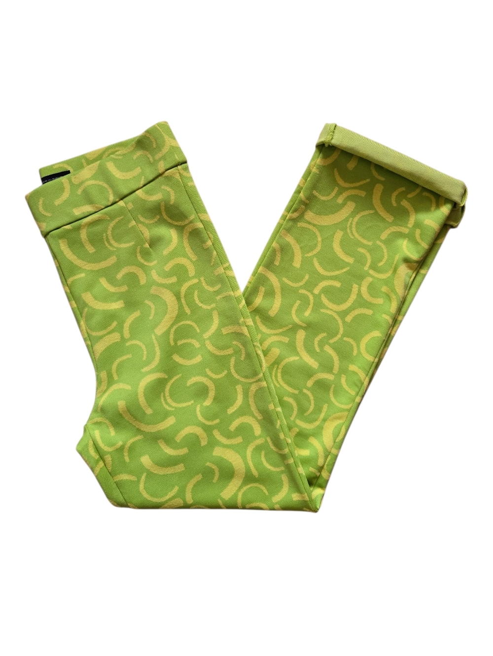 Like New 💚💛 Zara Women's Lime Green/Yellow Hi-Rise Jacquard Knit Cropped Pants - Picture 5 of 16